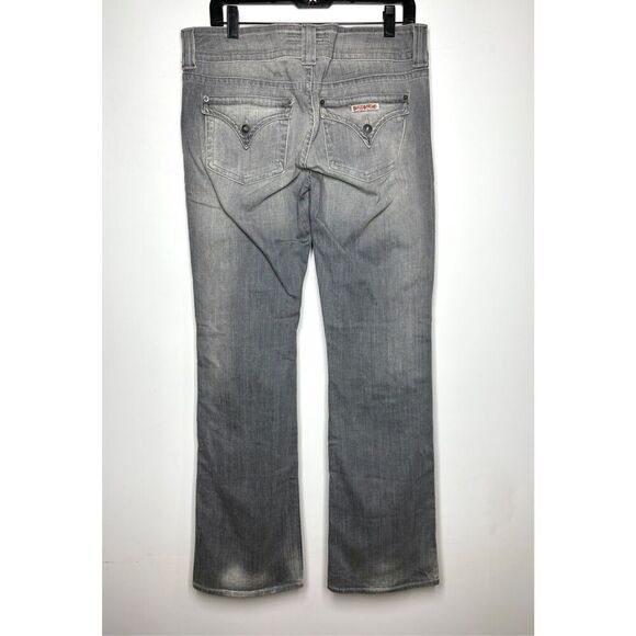 Hudson Stone Gray Collin Straight Leg Jeans Mid Rise Button Flap Women 31 X 34 - Picture 4 of 4